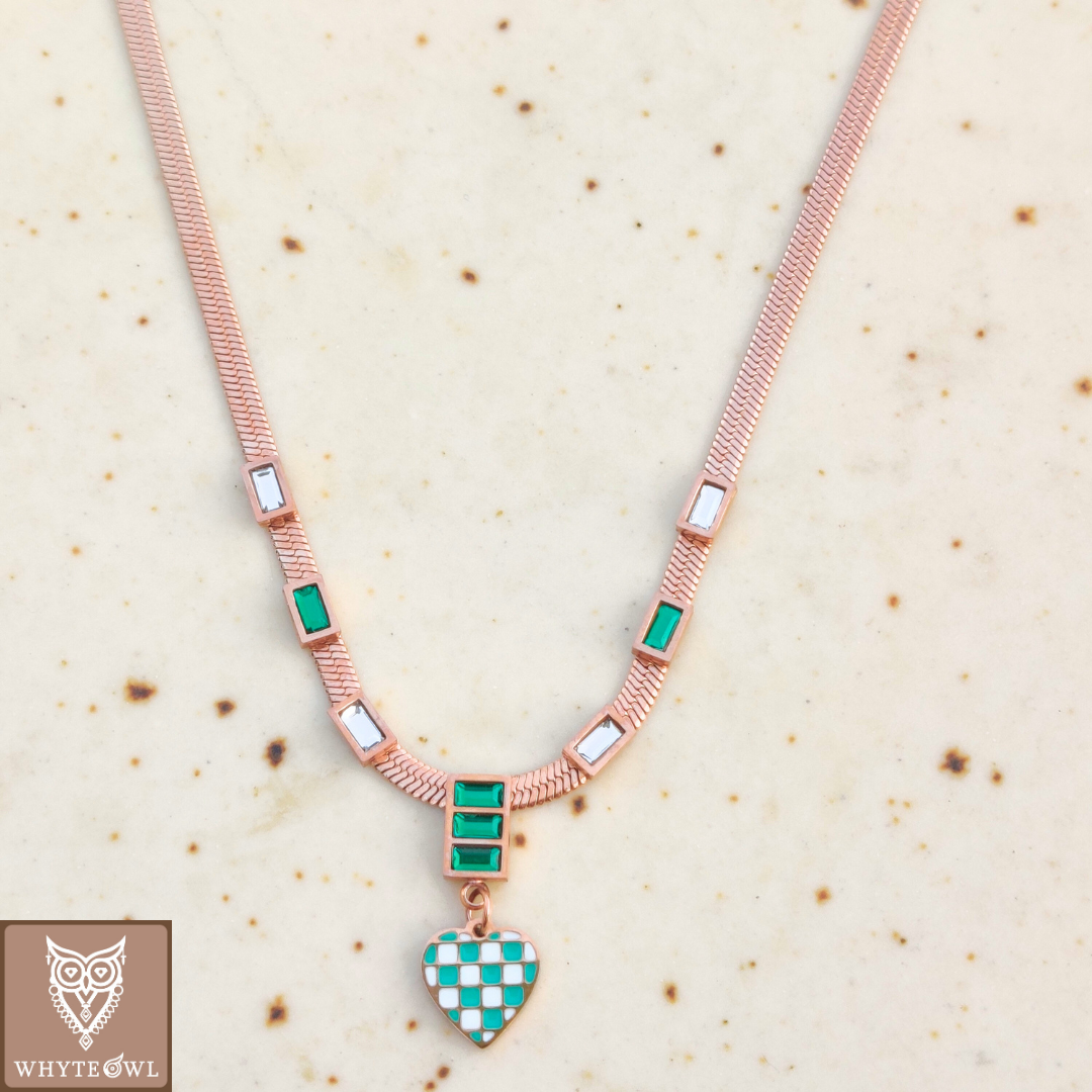 Green Mosaic Heart Chain