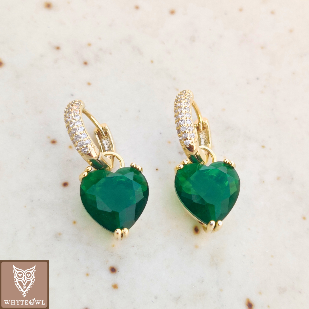 Green Heart Drop Earring