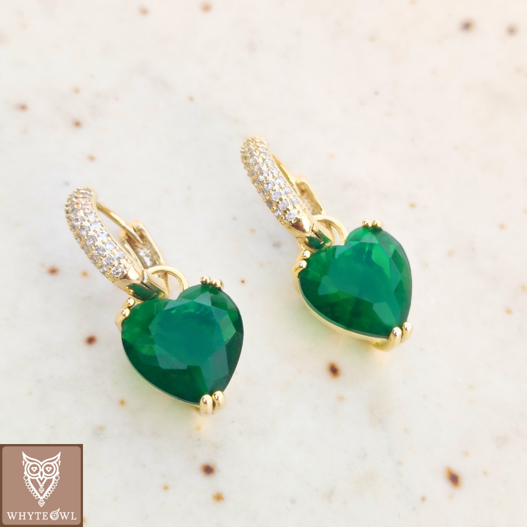 Green Heart Drop Earring