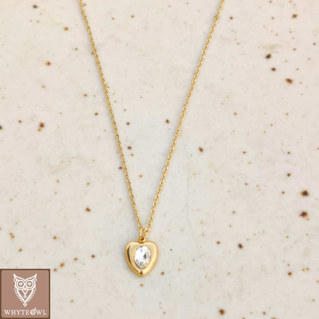 Solitaire In Heart Necklace