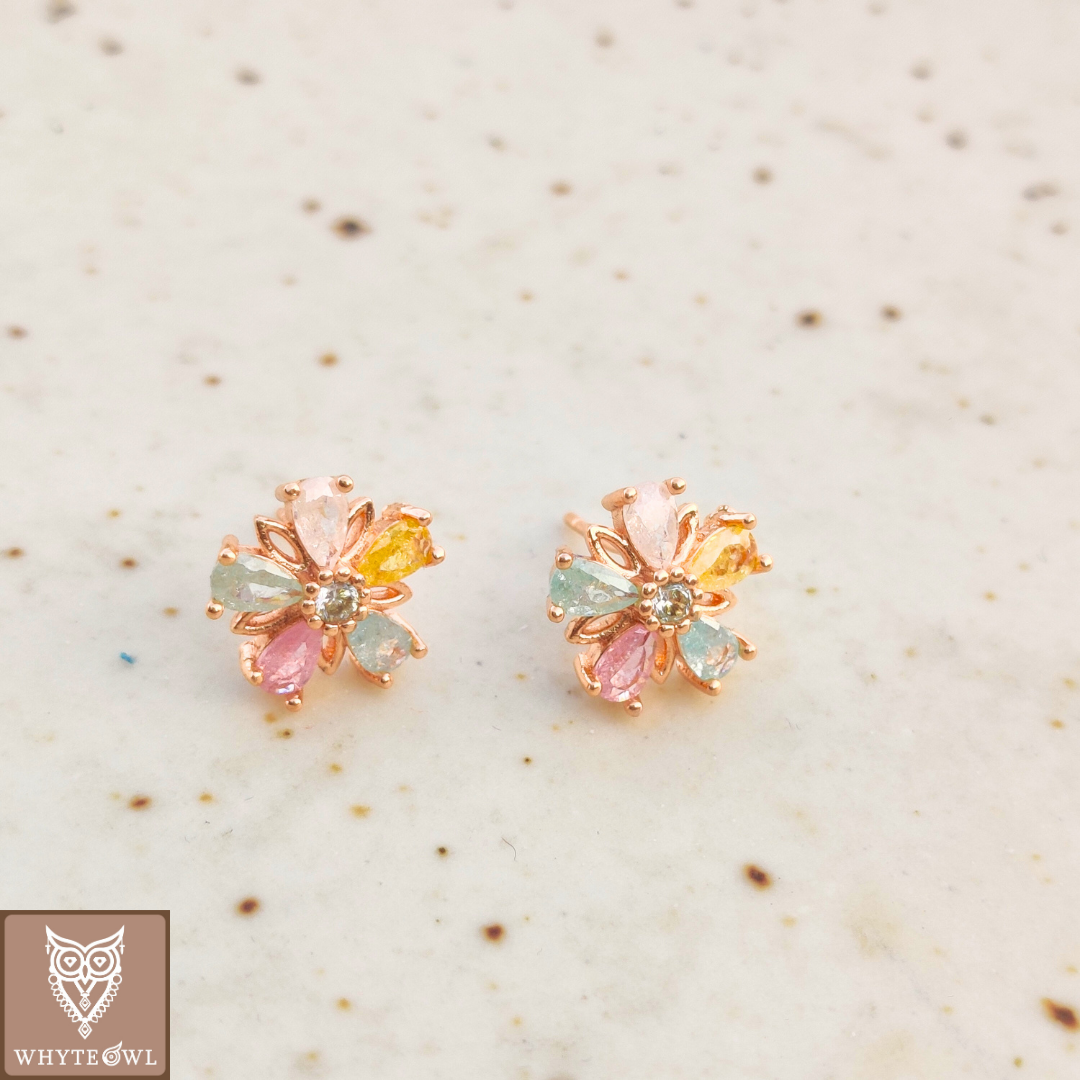 Multistone Flower Studs