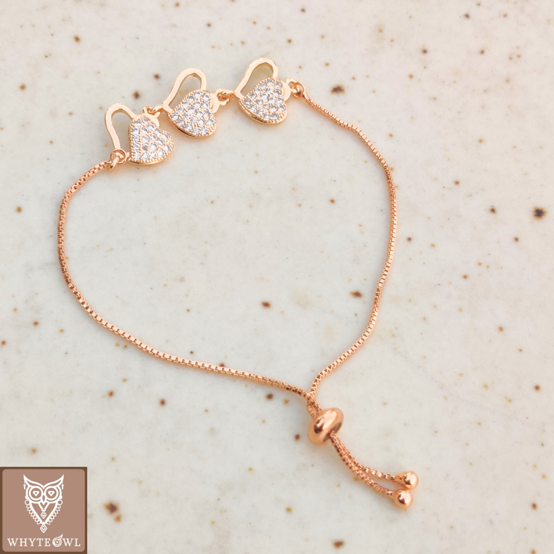 Zircon Heart Pull N Push Bracelet