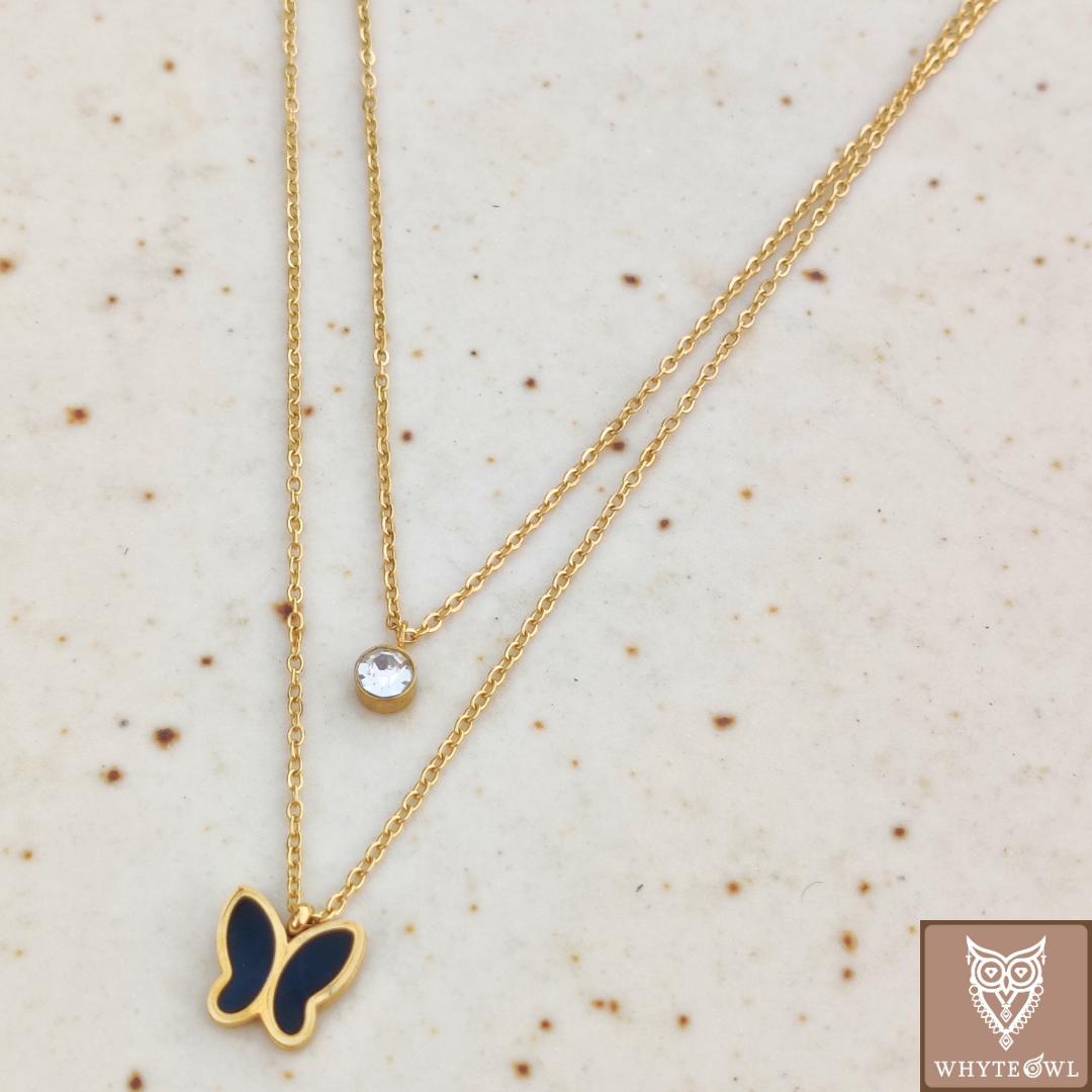 Butterfly Solitaire Double Layer Neckchain