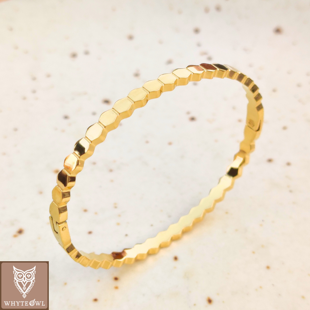 Golden Honycomb Bangle Bracelet