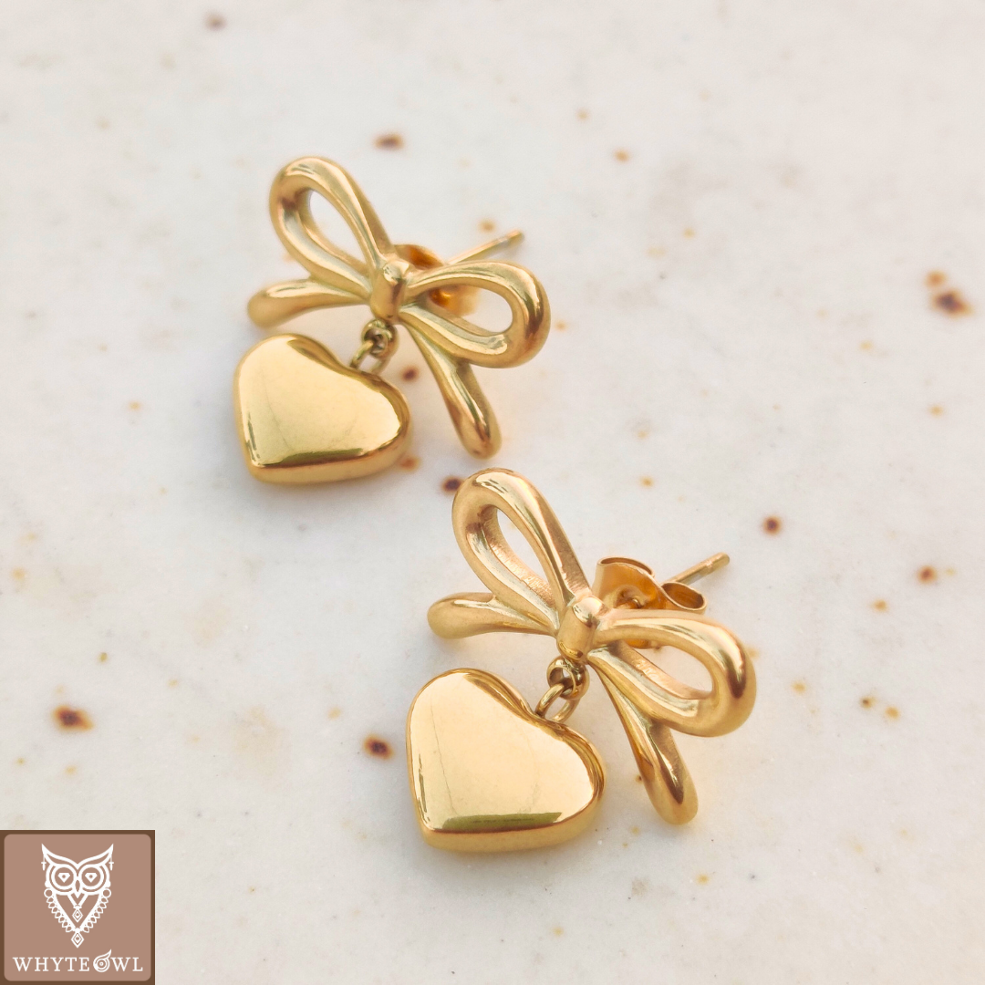 Heart And Bow Earrings